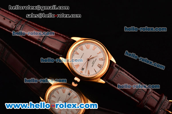 Patek Philippe Classic Automatic Gold Case and Marking with White Dial and Brown Leather Strap - Click Image to Close